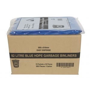 82L General Purpose Blue Garbage Bag Flat Pack - Ctn 500