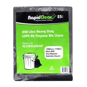 240L Heavy Duty Wheelie Bin Liner - Pack 25