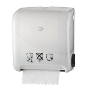 RapidClean Auto Cut Paper Hand Towel Dispenser White - 200m Rolls 