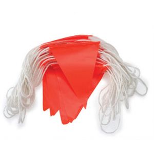 Hi-Vis Orange Fluoro PVC Triangle Bunting Flags - 30m