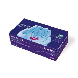 Powder Free Blue Nitrile Examination Gloves - Box 100