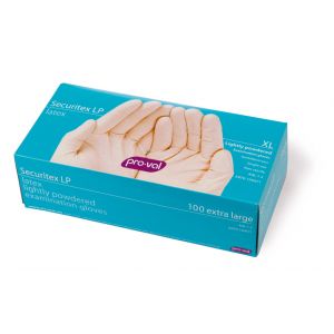 Lightly Powdered Natural Latex Examination Gloves - Box 100