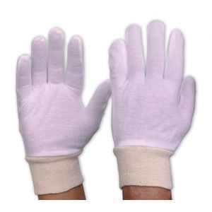 Mens Cotton Glove Liner with Knitted Wrist 