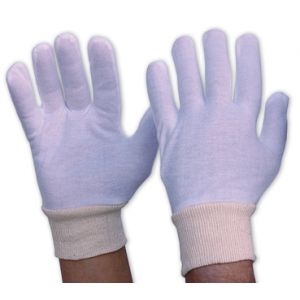 Ladies Cotton Glove Liner with Knitted Wrist