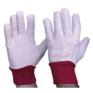 Ladies Cotton Drill Gloves - Red Cuff