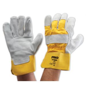 General Purpose Yellow & Grey Leather Gloves - Unisize