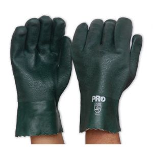 Green PVC Gloves Short 27cm  Double Dipped - Unisize