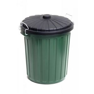 Green Plastic Garbage Bin & Lid - 73L 