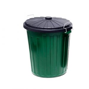 Green Plastic Garbage Bin & Lid - 55L