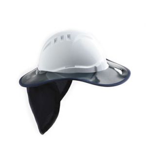 Plastic Hard Hat Brim & Navy Blue Flap