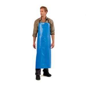 Blue PVC Full Length Apron with Ties