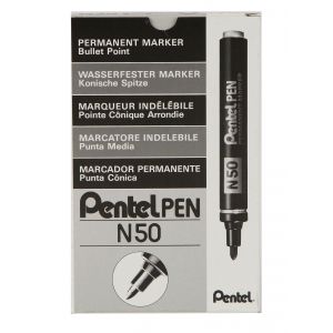 Marker Pentel N50 Black Bullet - Pk12