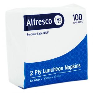  Luncheon Napkins White 2ply - Pack 100