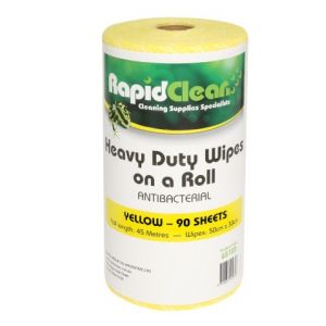 RapidClean Anti Bacterial Wipes - Yellow 45m Roll