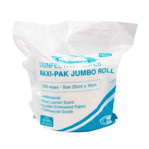 Moisturised Disinfectant Gym Wipes Maxi-Pak Lemon Scent - Pack of 1200 Wipes/CTN-4