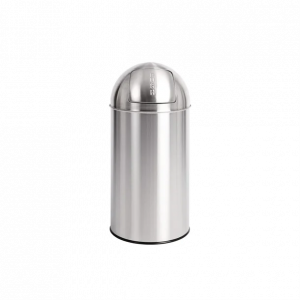 Silver Stainless Steel Push Top Bullet Bin - 40L