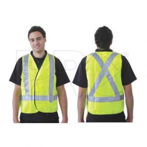 Fluoro Yellow X Back Traffic Control Poncho Hi-Vis/Silver Tape